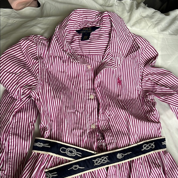 Polo Ralph Lauren Other - Polo by Ralph Lauren Kids Striped shirt dress - Pink and White